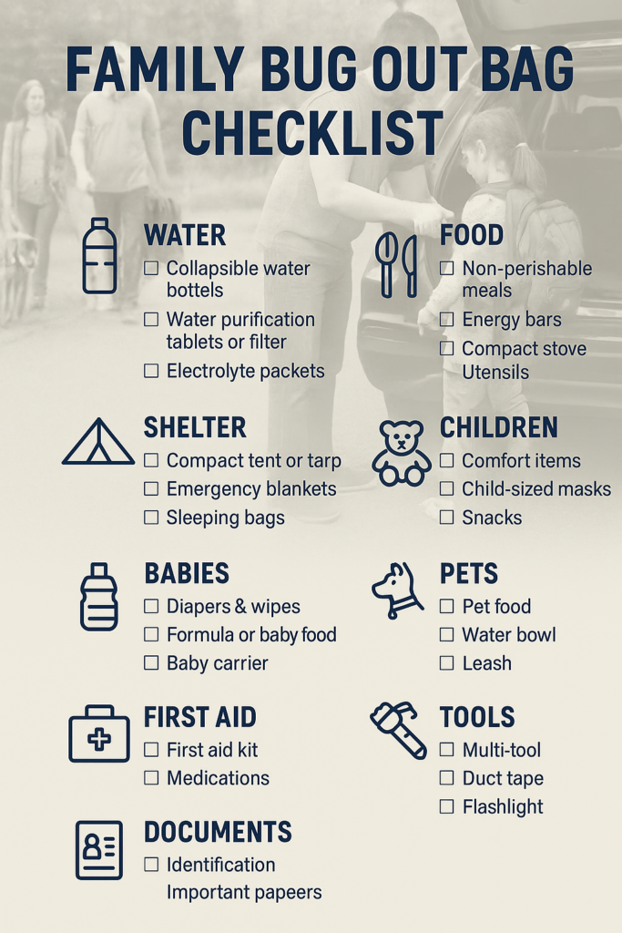 Bug out bag for families