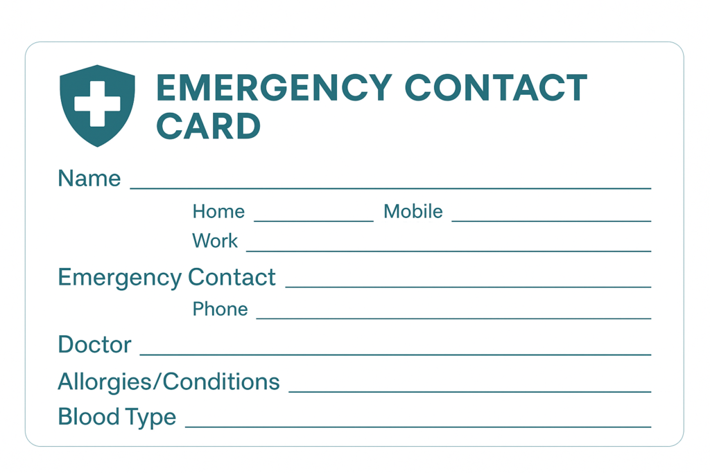 emergency contact card