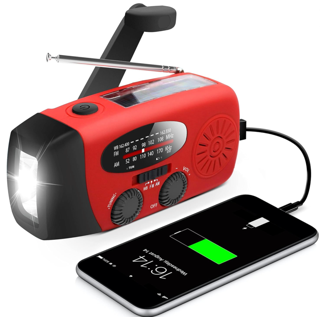 Emergency Hand Crank Radio with LED Flashlight for Emergency, AM/FM NOAA Portable Weather Radio with 2000mAh Power Bank Phone Charger