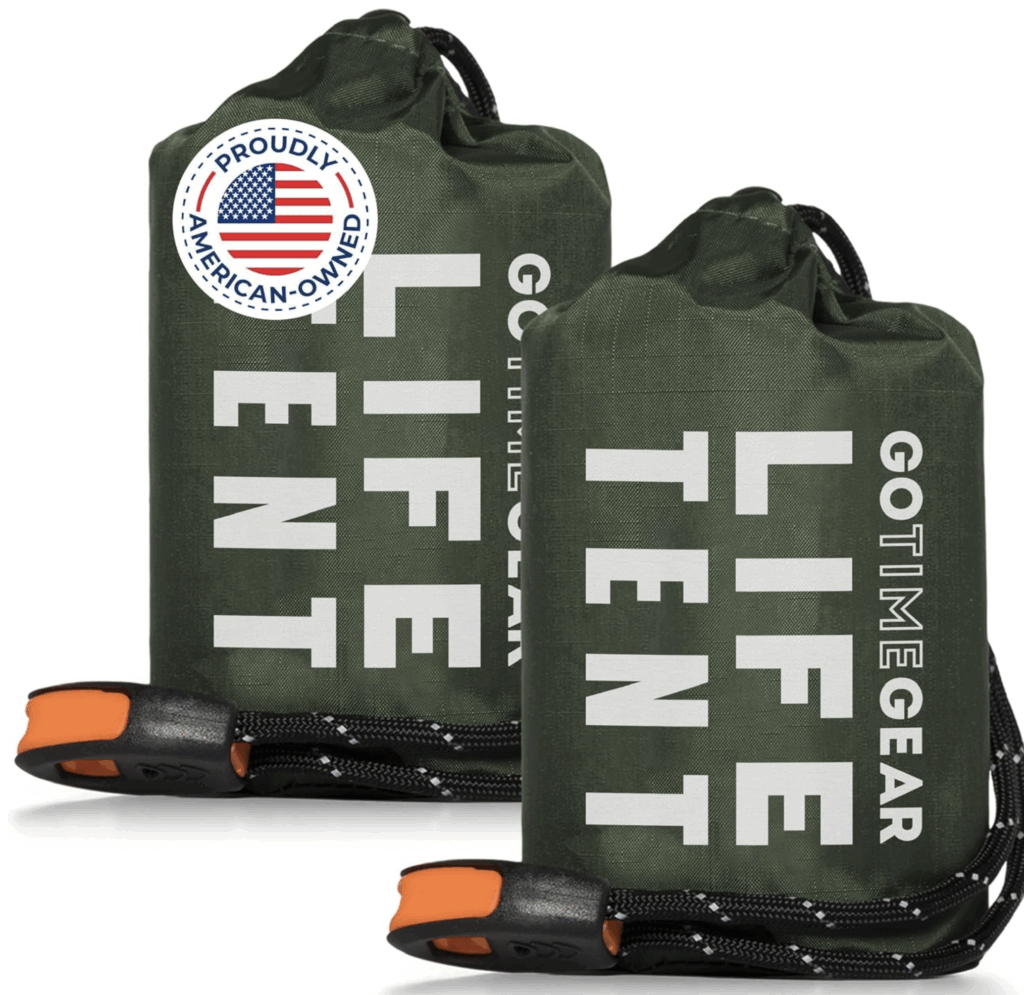 Go Time Gear Survival Life Tent • 2 Person Mylar Emergency Shelter Tube Tent + Paracord 1