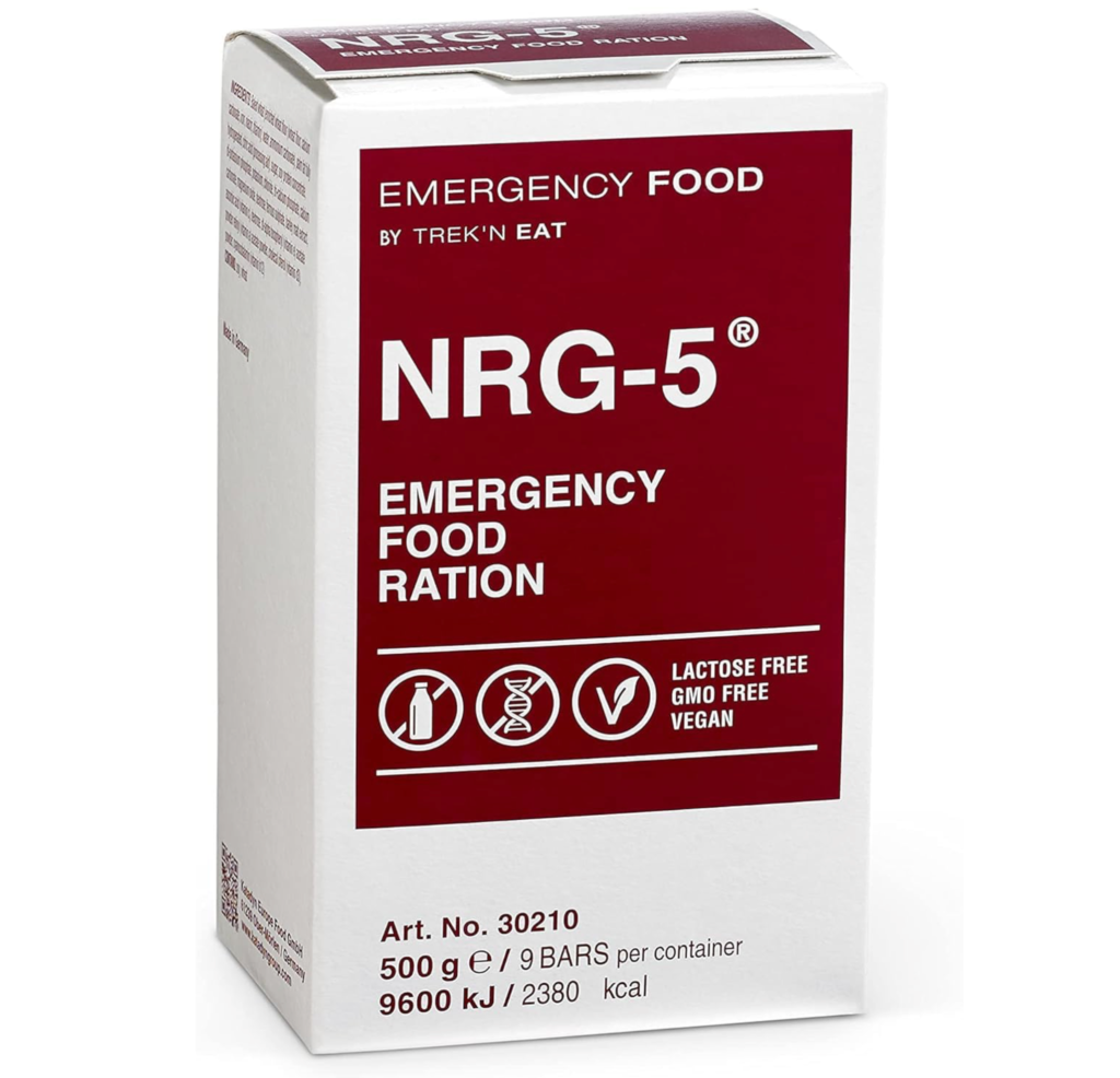 Katadyn NRG-5 Emergency Food Ration 500g Pack of 1 (9 Bars) Ready to Eat 2380 kcal, Vegan, Lactose-Free, GMO-Free | Long-Term Survival, Emergency