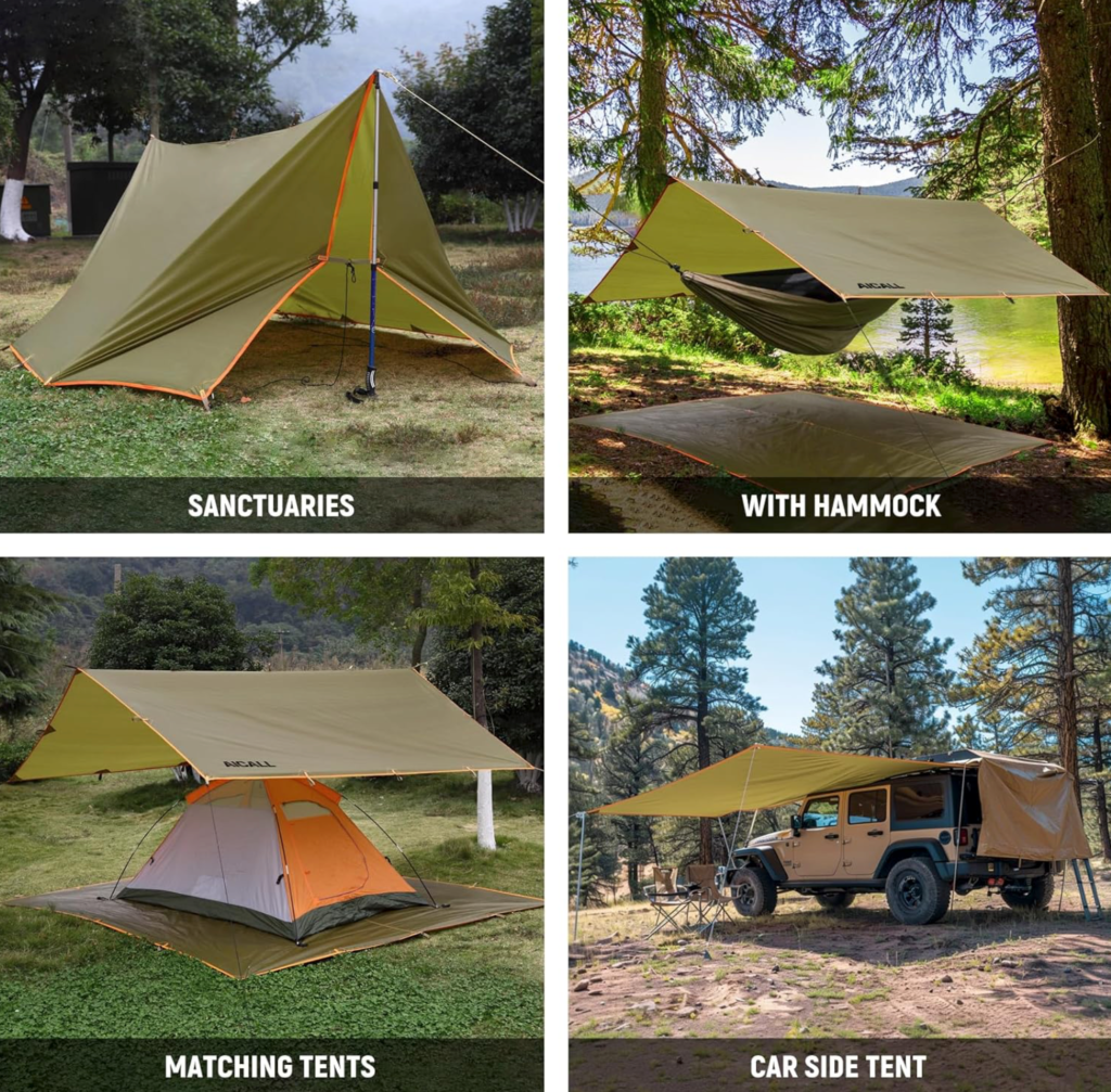 Waterproof Camping Tarp 10 x 10ft Survival Tent Backpacking Portable Tarp